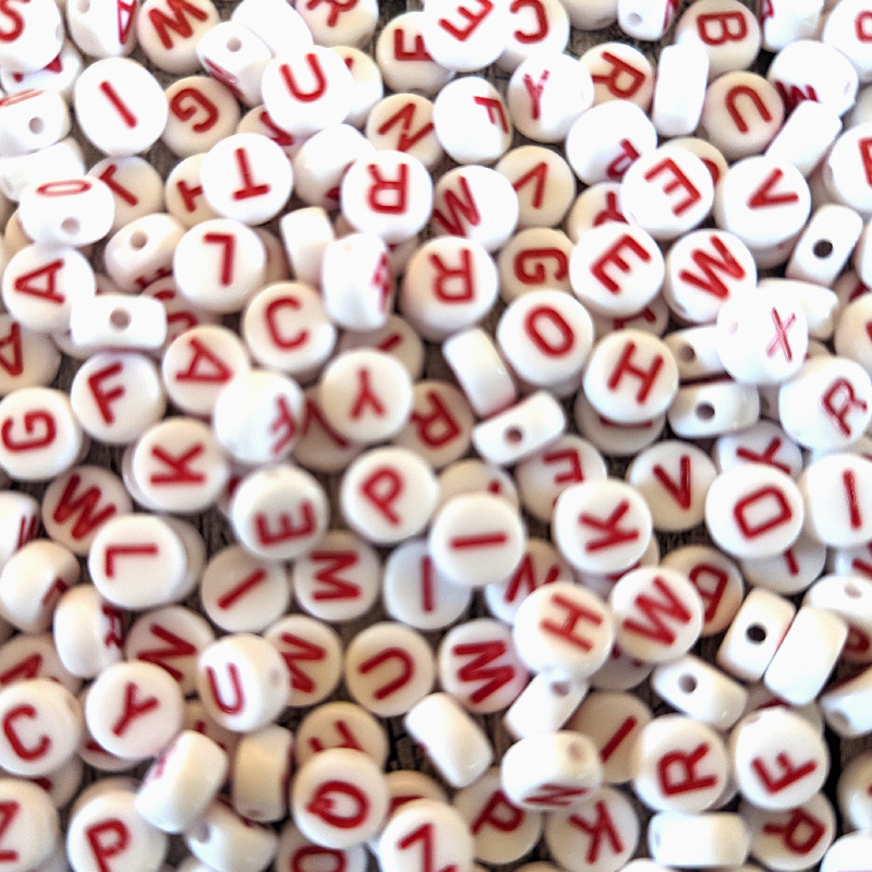 White Base, Red Letters